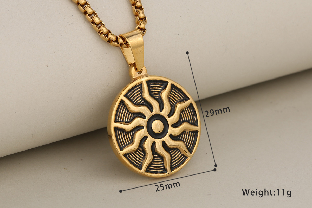 17g Weight PVD Coated Gold Plating Process Pendant, Chain Jewelry Making Type 25 * 29mm Jewelry Making Size 25 * 29mm 304 Stainless Steel Sun Pendant Chain