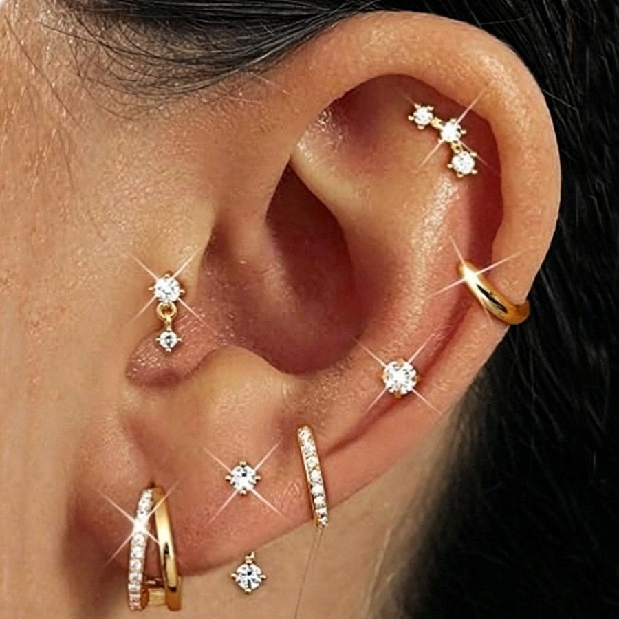 Cross-Border European and American Light Luxury High-End Zircon Earring Set, European and American Simple Style Diamond-Encrusted Earrings, Women's Jewelry Wholesale