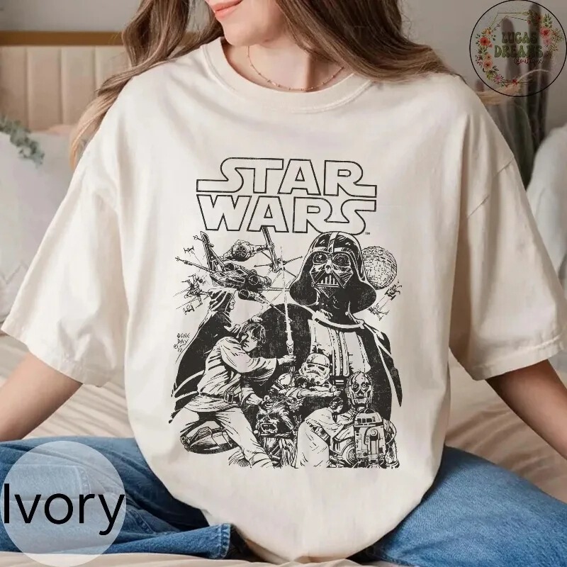 Cross-Border European Size Retro Disney Star Wars Shirt Retro Star Wars Comfortable Color All-Season Unisex