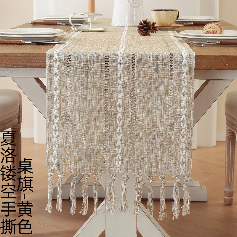 Charlotte hollow shredded table runner-yellow