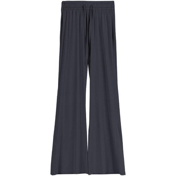 Black Ice Silk Sunscreen Pants for Women Spring, Autumn and Summer 2025 New High-Waist Casual Wide-Leg Small Micro-Flared Pants