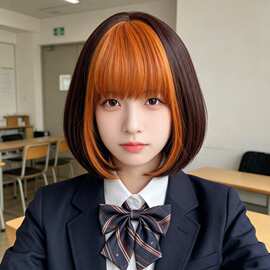 抖音带货假发女时尚波波头短直发甜美蓬松玫瑰网哑光丝现货全头套