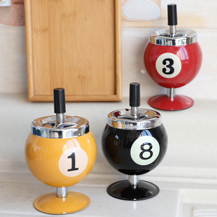 Personalized Ashtray Large with Lid Cigarette Cup Bar Creative Billiards Living Room Anti-Fly Ash Office Decorative Ashtray