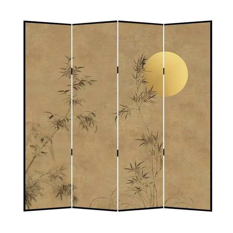 Nueva pantalla de estilo chino partición sala de estar cubierta sala de té decoración simple plegable móvil bambú doble cara pantalla plegable