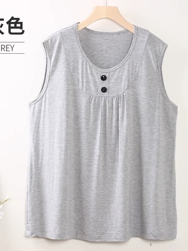 Relaxed Plus Size Fat Button Camisole Top for Women, Summer Minority Outerwear, Loose and Slimming Sleeveless Top