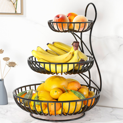 Wholesale dining table fruit snack storage rack kitchen countertop living room coffee table desktop iron frame multi-layer layered