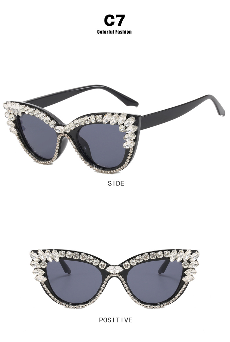 Diamond Design Streetwear Style Streetwear Geometric Ac UV400 Protection Butterfly Frame Diamond Full Frame Women's Sunglasses