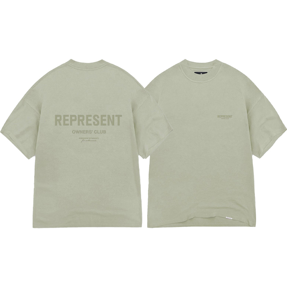 Versión alta REPRESENT Lema minimalista Logo de letra Logo Beauty Trendy High Street Summer Pareja Camiseta de manga corta