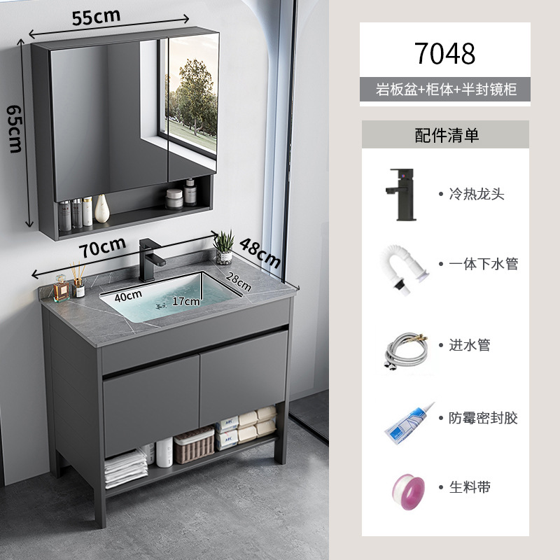 Espacio de aluminio sobre el suelo lavabo de lavabo de baño de combinación de armario de baño lavabo para el hogar lavabo de cerámica piscina de mesa de lavado integrada