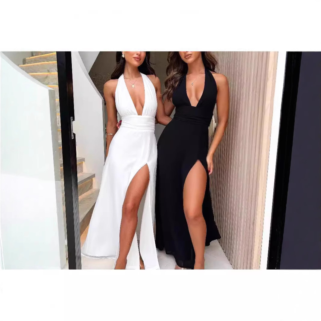 2025 New European and American Clothing Cross-Border Export Amazon Women's Waist-Cinching Suspender Adjustable Lace-Up Dress