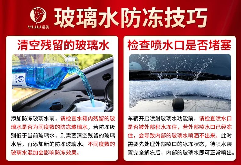 Yiju Oil Film Remover Concentrated Car Glass Cleaner, Suitable for All Seasons, Anti-Freeze at -40 Degrees, Powerful Stain Remover, Wiper Fluid