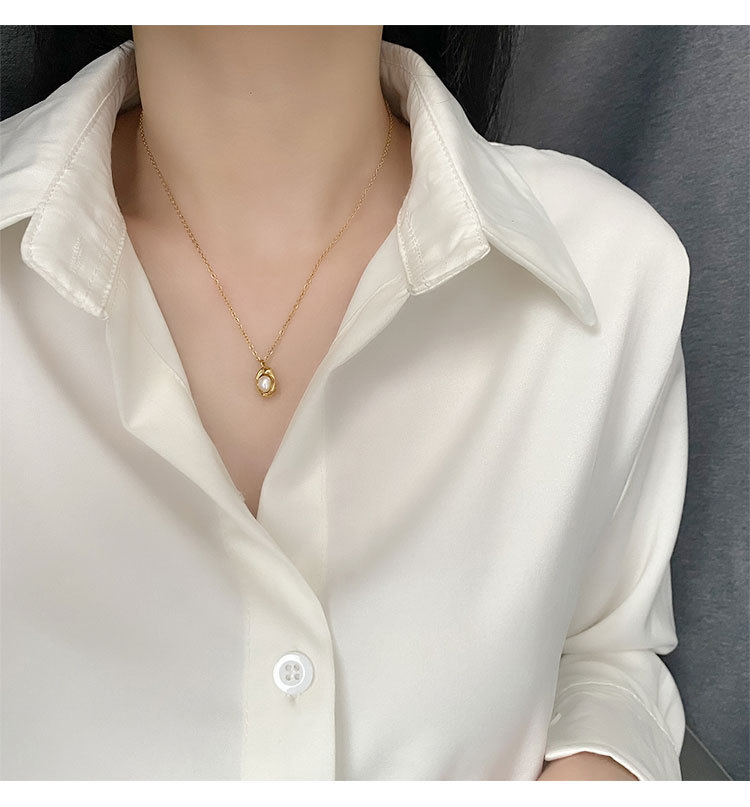 Necklace Classification 304 Stainless Steel Chain Material Elegant Geometric Titanium Steel Plating Pearl Necklaces