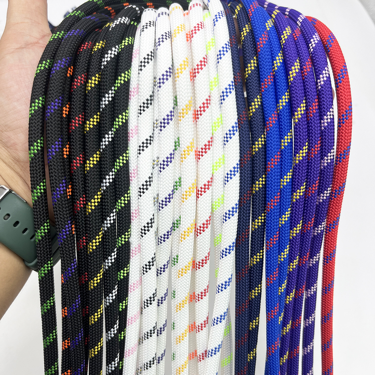 7.5 / 10mm poliéster de color Miu punto de salto bolsas de cuerda redonda de núcleo bolsas de teléfonos móviles tejidos cuerda de cuerda de mascota
