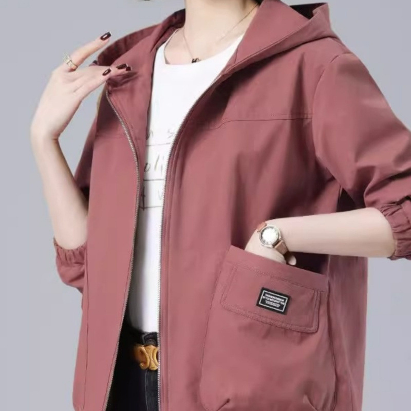 捡漏休闲春秋款短外套女2025年新款宽松百搭流行洋气连帽夹克|undefined