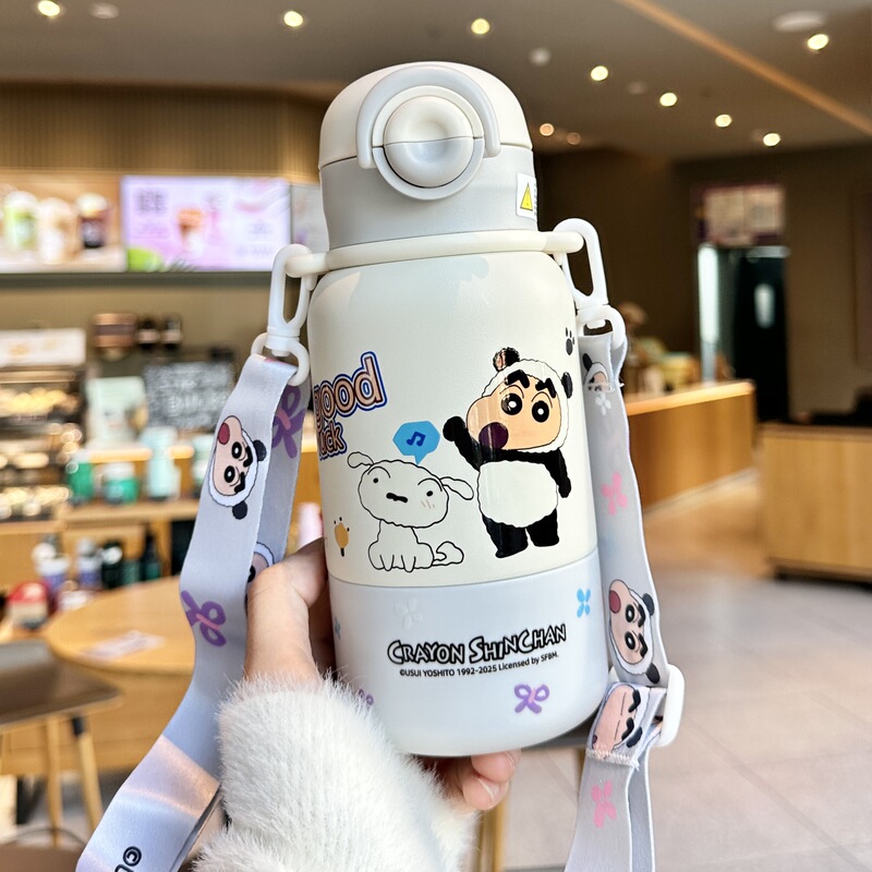 蜡笔小新保温杯水杯女生高颜值吸管杯子316不锈钢便携双饮咖啡杯|undefined
