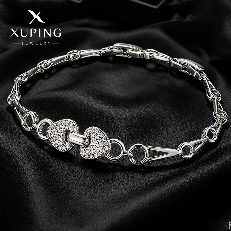 Xuping aleación de cobre chapado blanco incrustado de zircon nicho diseño de pulsera de viento personalizado reloj hebilla joyería
