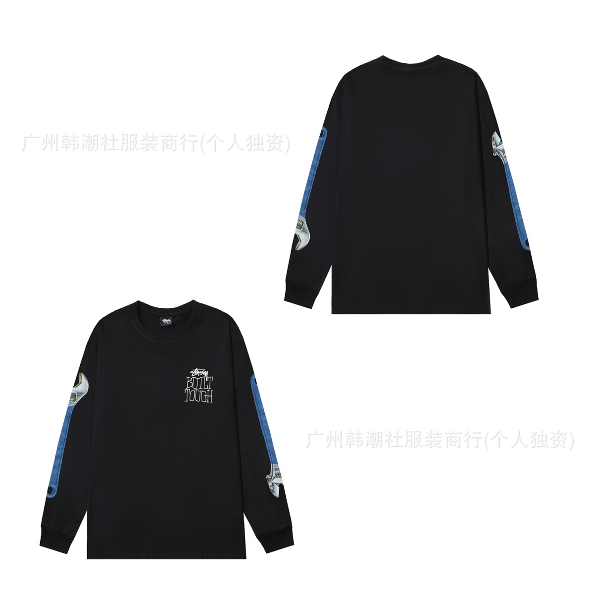 原標クロスボーダーの新型潮牌stuツアーの経典のアルファベットのプリントの丸首の長袖のtシャツは代行します。