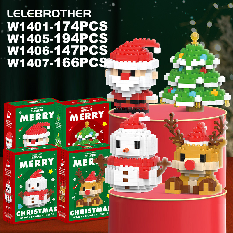 国境を越えた人気は積み木の小さな粒子と一緒に雪だるまを作ったクリスマスヘラジカのクリスマスプレゼント子供のおもちゃ卸売り|undefined