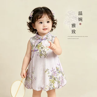 周岁女宝礼服裙子夏季薄款新中式国风儿童古风汉服唐装女童连衣裙