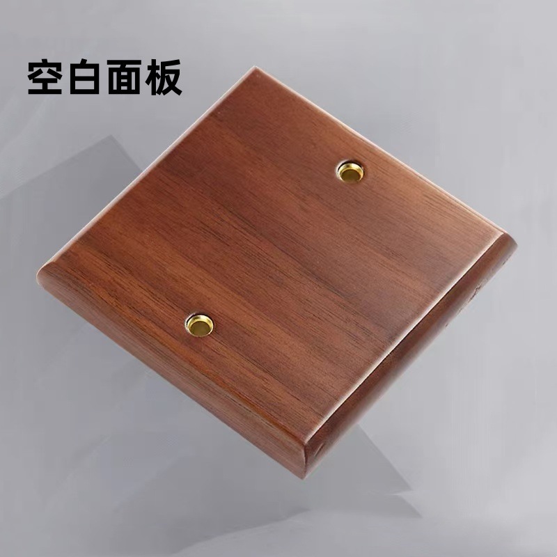 Patrón de madera sólida retro nuez latón dial panel de interruptor residencial chino 86 tipo cinco agujeros con interruptor de toma de corriente oculta