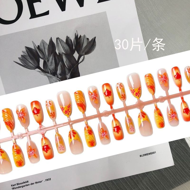 秋冬爆款金色系法式短杏仁穿戴甲3D立体滴胶跨境美甲贴片金色系|undefined