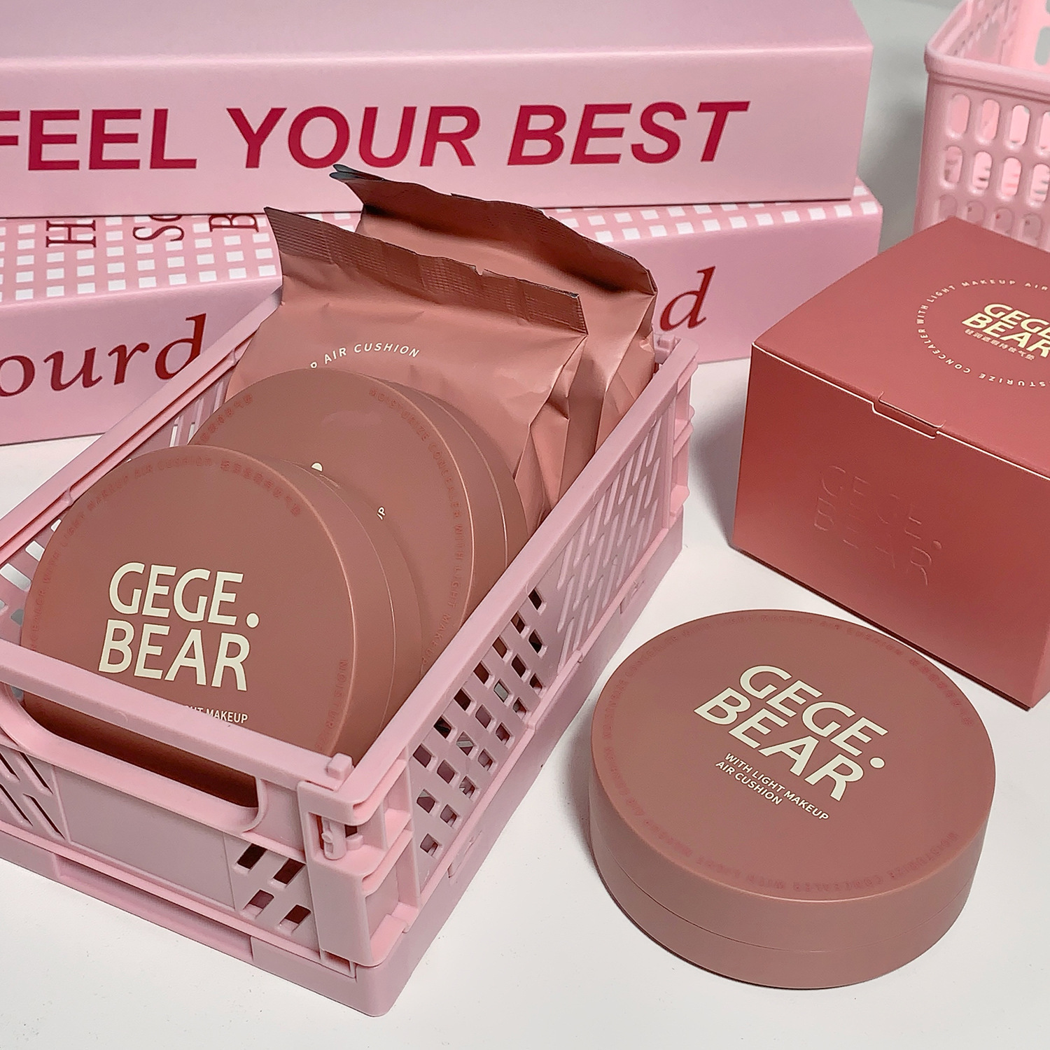 Gege Bear luz hidratante corrector maquillaje cojín de aire hidratante crema BB crema Fundación crema de la piel CC Crema