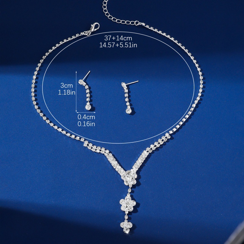 conjunto de noiva três peças colar brincos agarrar corrente strass joias banquete conjunto de joias_voghion.com