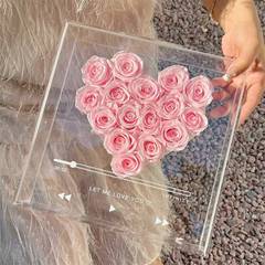 メーカー加工透明カラーギフトボックスアクリル愛のCD永遠の花ボックスバレンタインデーポータブル包装