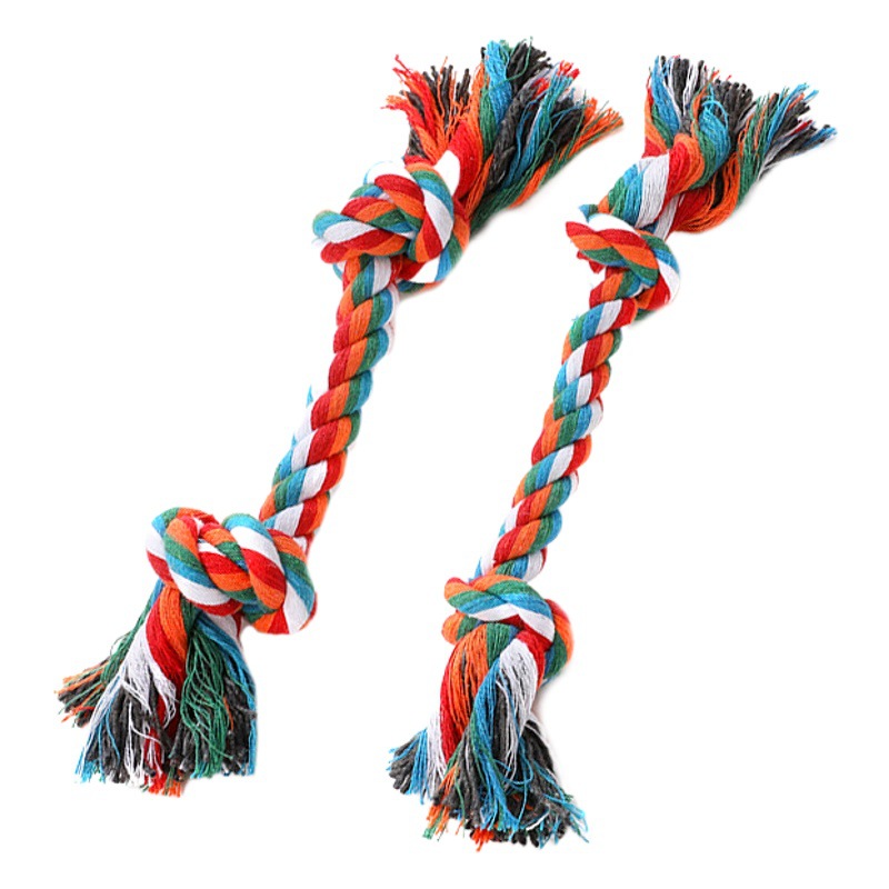 Nudo de mascota juguete nueva correa de bola doble nudo cuerda de algodón perro de juguete cuerda de mordedura de perro bola suministros para mascotas al por mayor