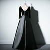 Black suntan oil, long elegant evening dress, long skirt, European style, new collection