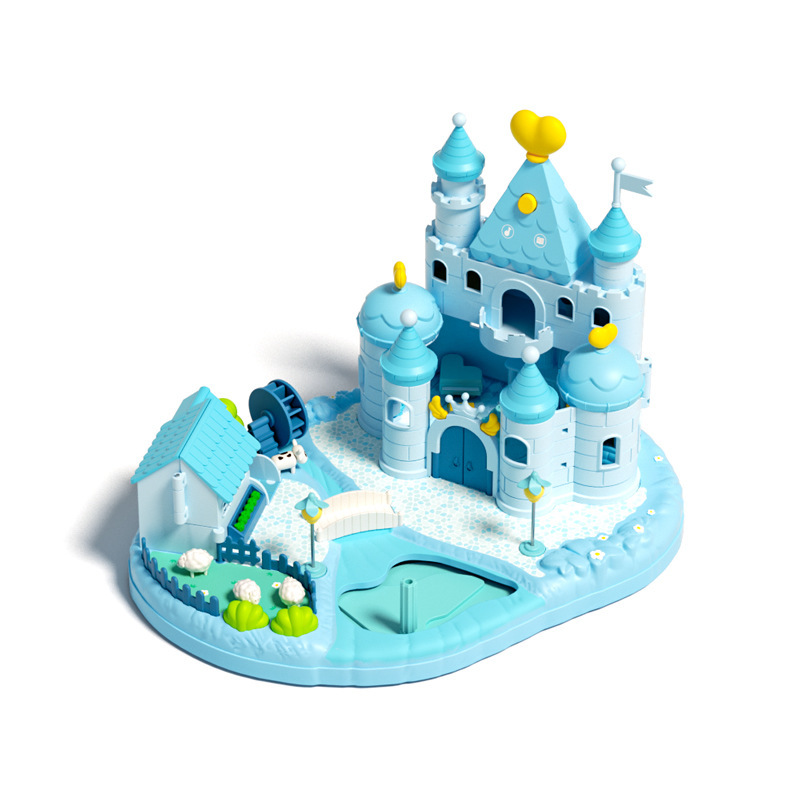 子供の磁気城プリンセス氷と雪の都市ヴィラモデルドールハウスままごと音と光音楽シミュレーションおもちゃ|undefined