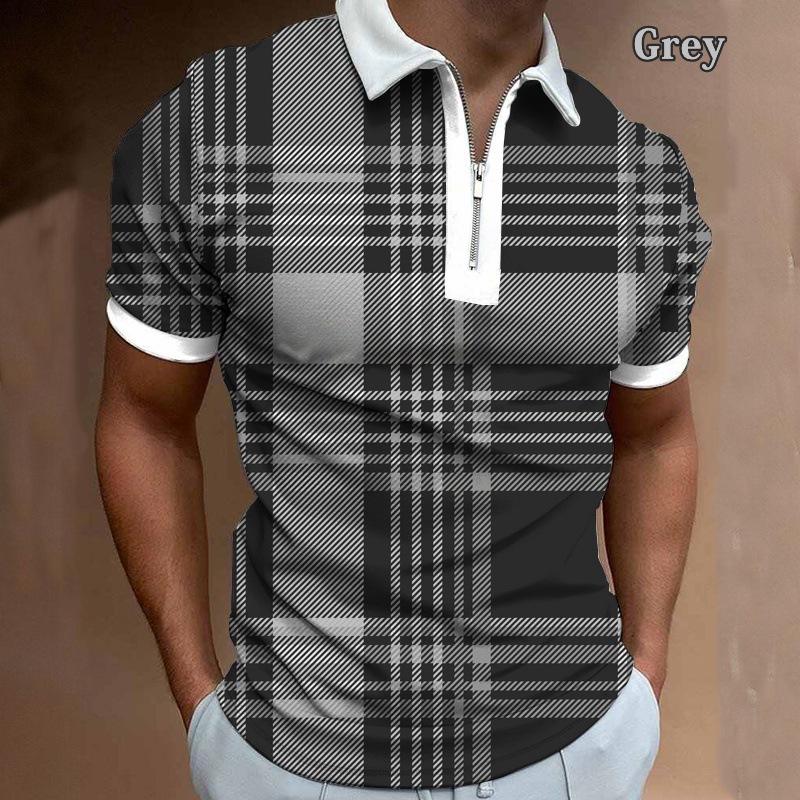 Comercio exterior europeo y americano primavera nueva moda casual popular impresión polo camiseta con cremallera hombres envío gratis