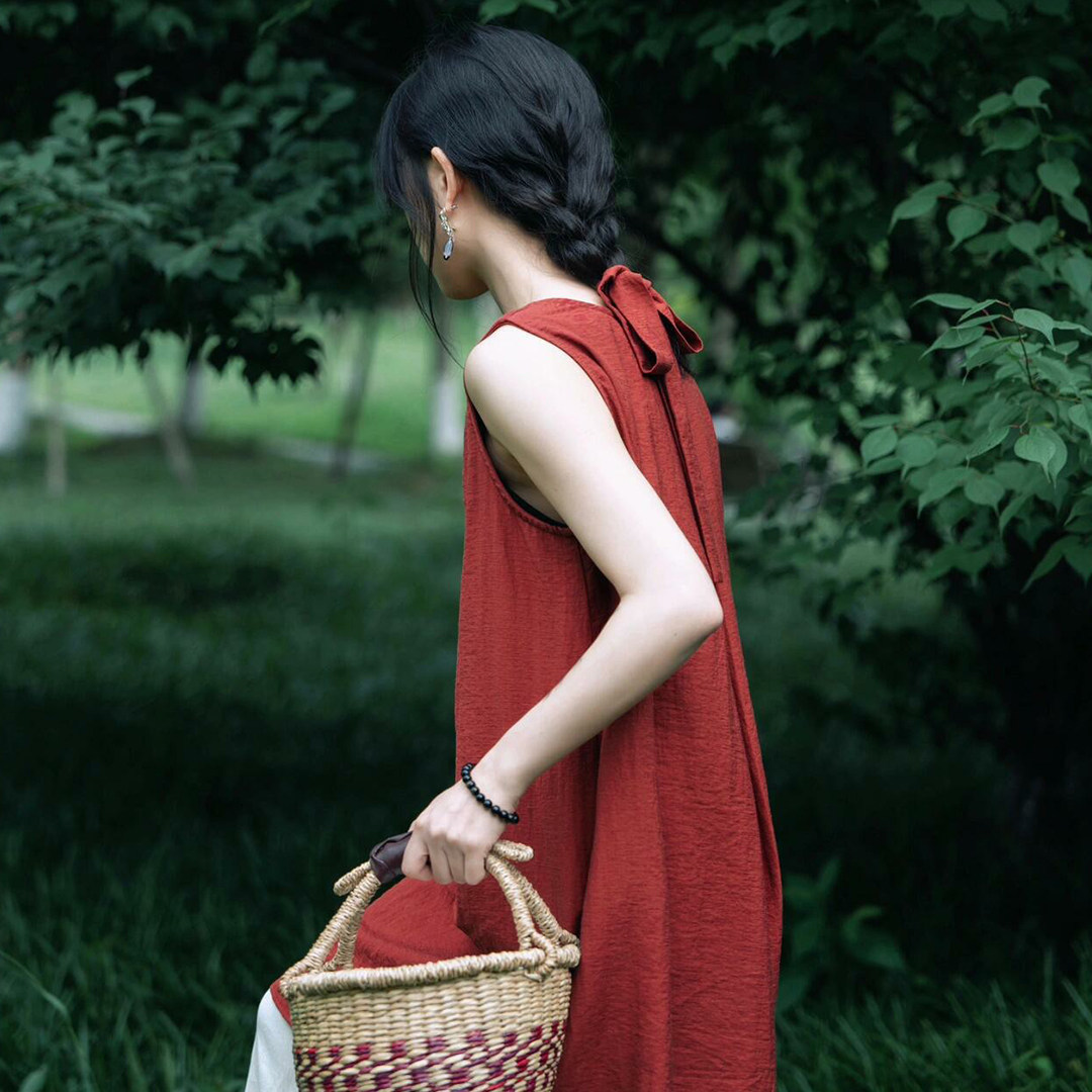 Retro red summer shirt sleevless