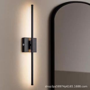 Cross-border battery rechargeable wall lamp strip minimalist black gold all copper remote control dimming living room bedroom dressing table wall lamp