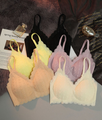 Flaky clouds No trace Underwear Wireless Small chest Gather Adjustment type motion Lace Bras vest Bra