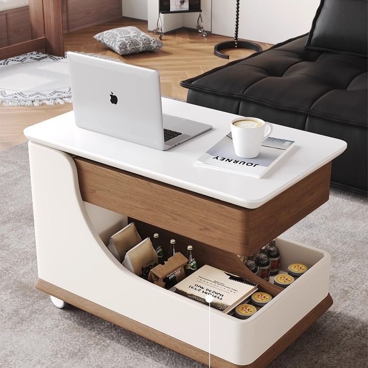 mesa de té móvil multifuncional sofá elevación giratoria mesa pequeña carro sala de estar casa pequeña casa tabla de roca