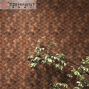 Hexagonal Light Luxury Copper Metal Wall Mosaic Bathroom Entrance Background Wall Retro
