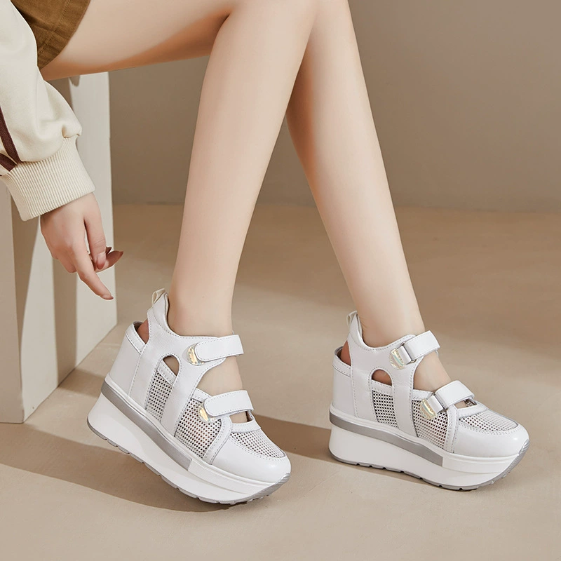 Summer leather white shoes for students, cowhide