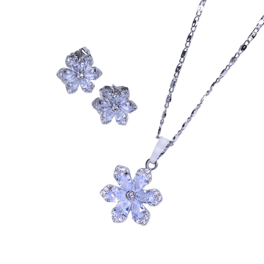 Nieve de cobre de piedra de aluminio pendientes collares juegos de joyería para mujeres delicados pendientes colgantes de dos piezas opciones transfronterizas image 5