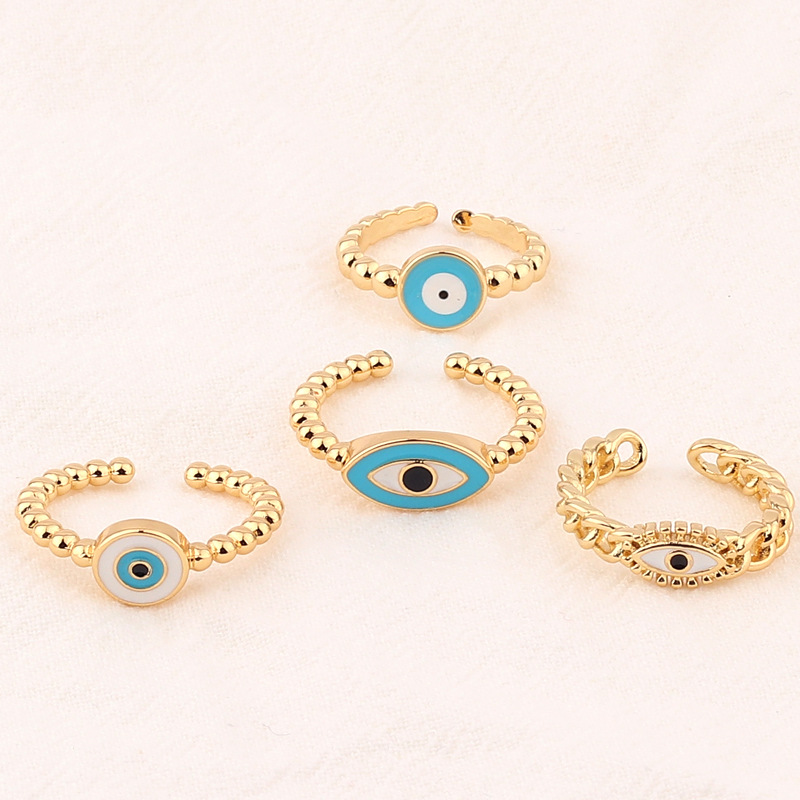 Fashion Devilu0027S Eye Copper Open Ring Enamel Copper Rings
