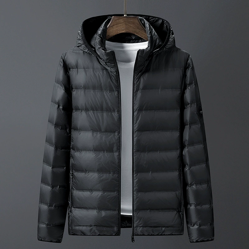Легкий пуховик мужской осенне-зимний большой размер с капюшоном теплая накладка на утином пуху уличная морозостойкая портативная короткая куртка
