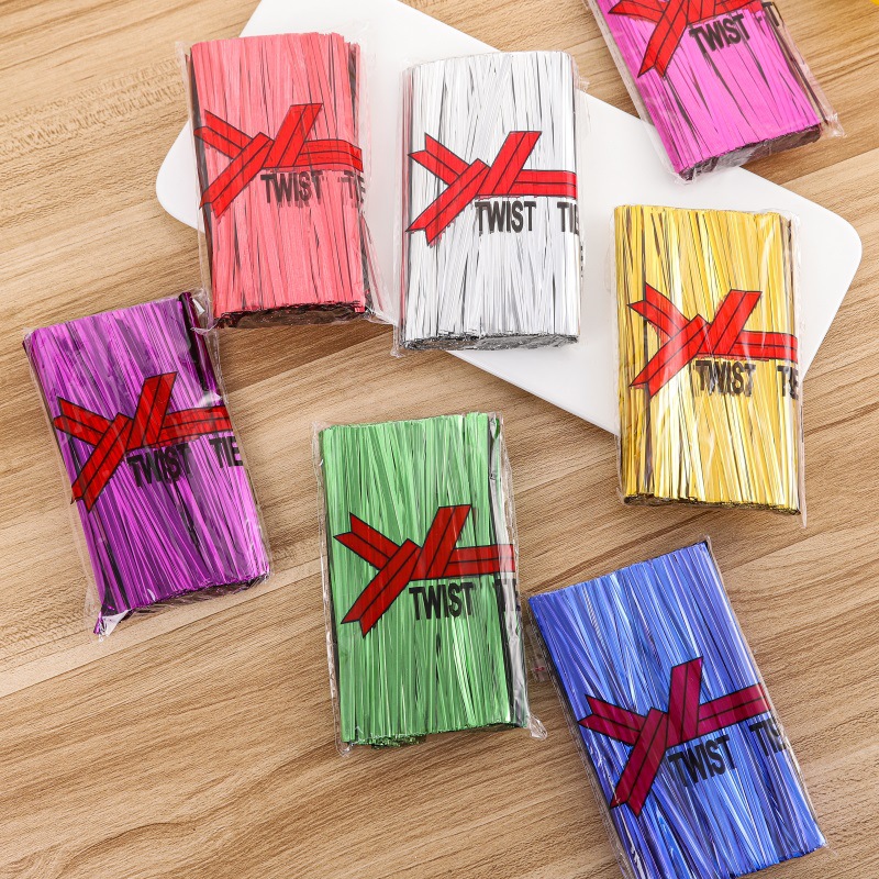 12cm金色糖果玫瑰花杆扎丝扎线捆扎雪糕绳扎口绳棒棒糖扎带扎丝带