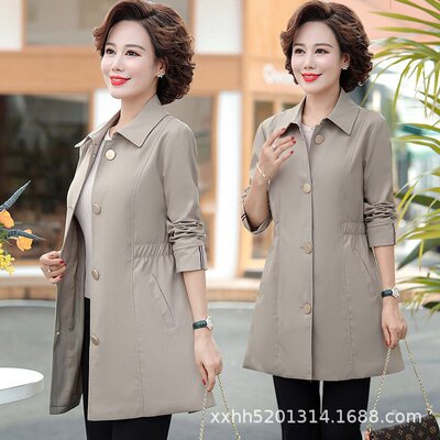 mom Spring coat Western style 2021 new pattern 40 Middle and old age Windbreaker Mid length version middle age spring and autumn jacket
