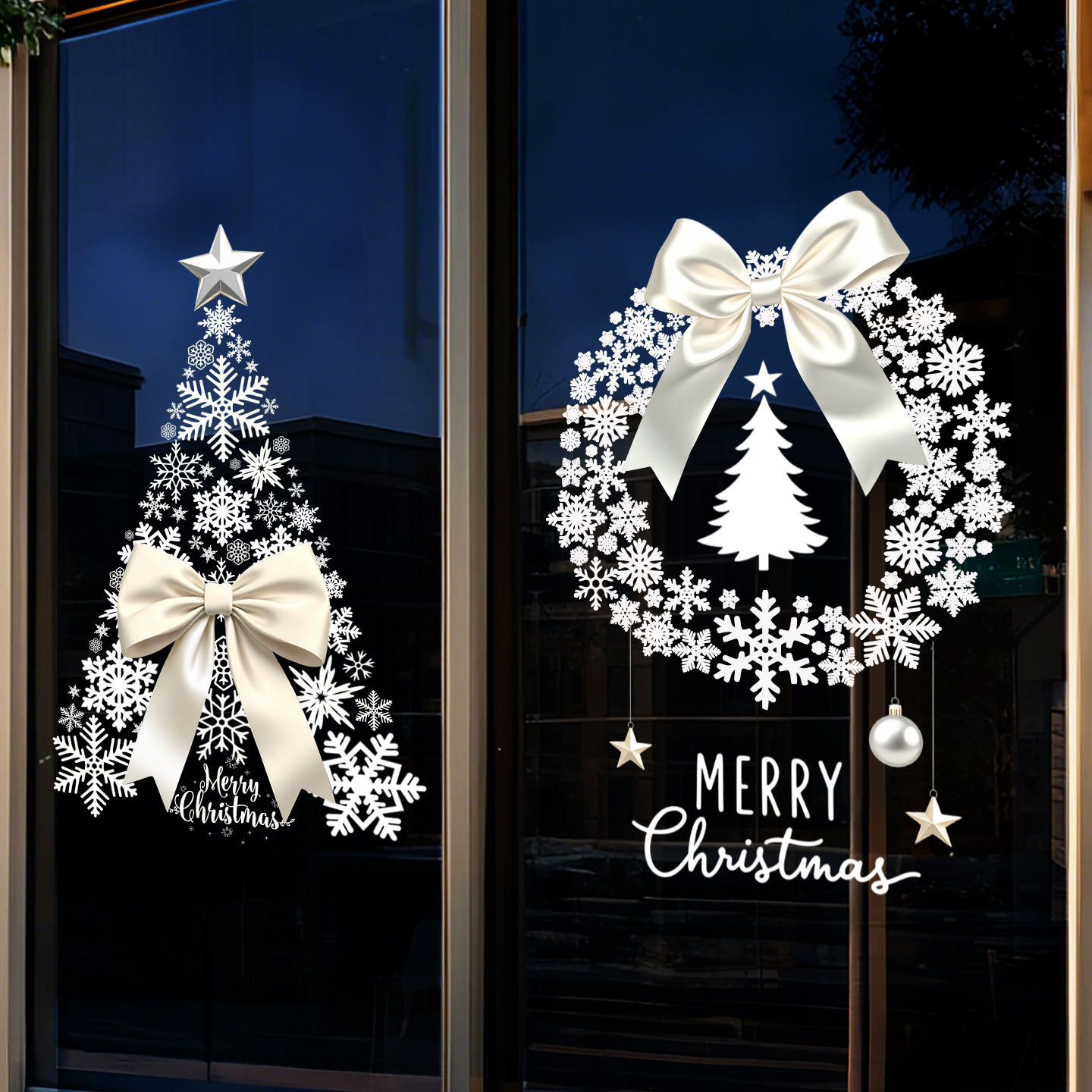 圣诞节装饰品静电玻璃门贴纸2026新款店铺场景布置橱窗贴窗户窗花