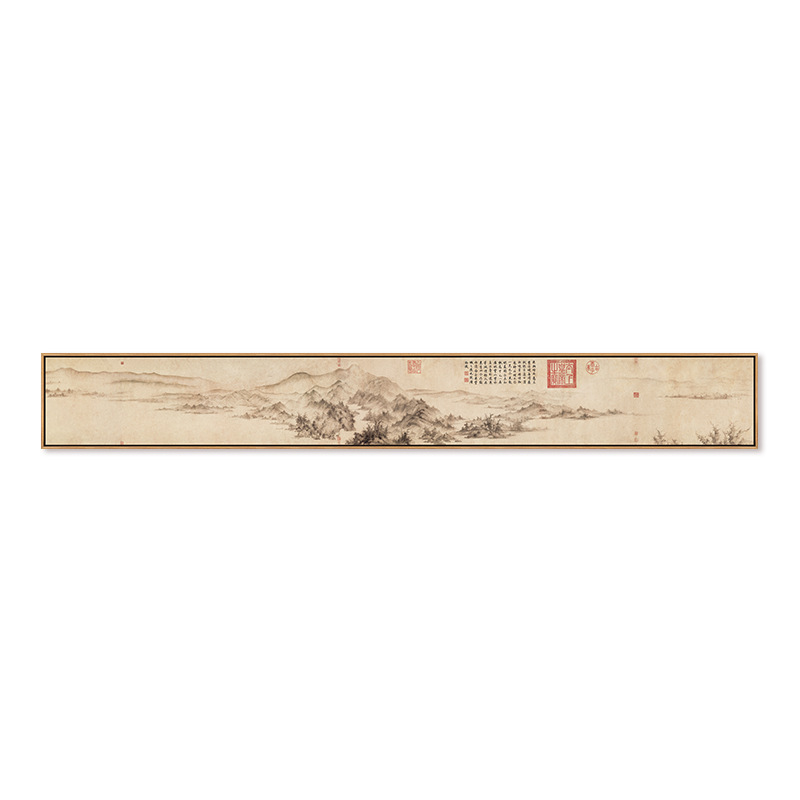 5號畫芯-《瀟湘臥遊圖》 / 120*18+原木色-環保PS框（無玻璃裝裱）+高檔畫作手工精裱