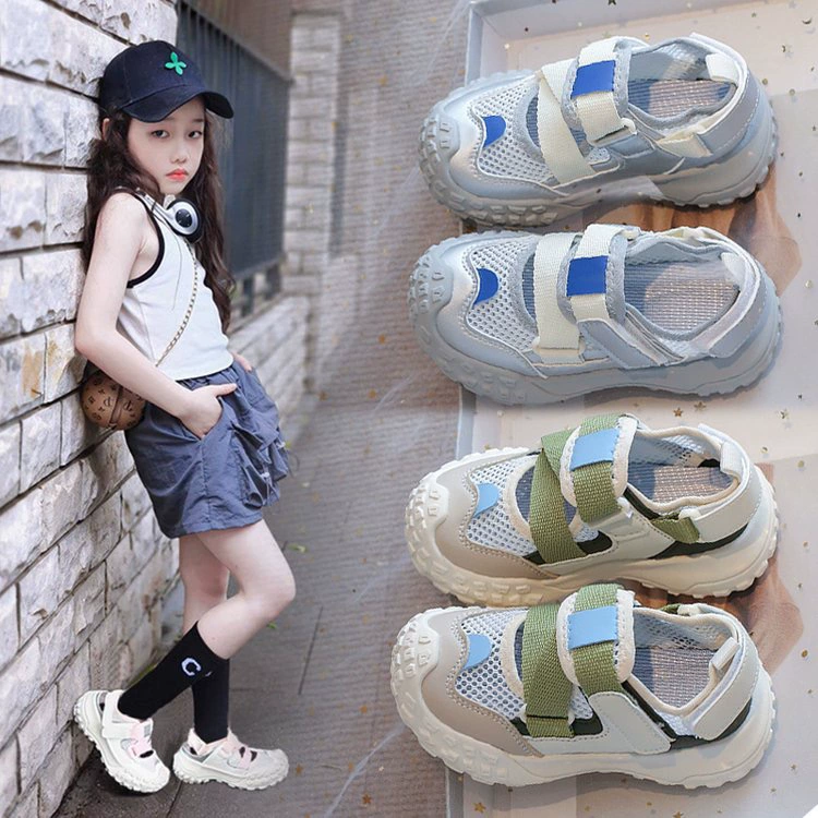 Детские спортивные сандалии для девочек, лето 2025, летняя обувь для детей, закрытые летние туфли для маленьких девочек, сетчатые, легкие, с мягкой подошвой