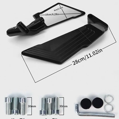 For Ktm 250 390 200 690 Fixed Wing Motorcycle Rearview Mirror Invisible Wing Mirror Adjustable (Motorcycle rearview mirror) - 476-rearview-mirror-black-white-glass