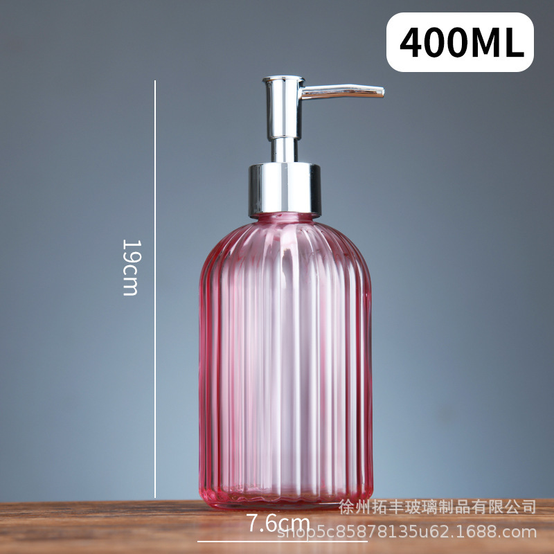 400ML; actualización (botella rosa + cabeza de bomba plateada); vidrio