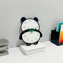 创意卡通熊猫时钟摆件2025新款客厅卧室墙面装饰时钟挂钟静音时钟