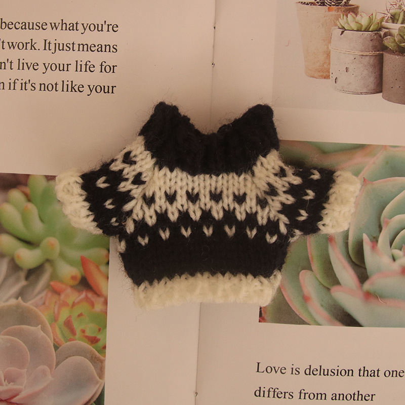 Suéter de perro de cabeza de 14cm 8 puntos bjd accesorios de muñeca pequeña muñeca de juguete 10 cm dientes faltantes ropa de muñeca de algodón